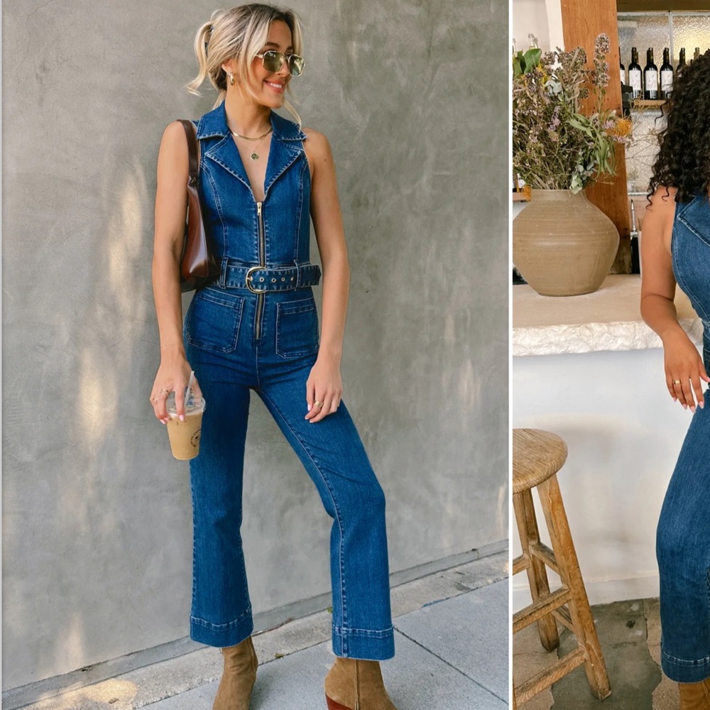Show Me Your Mumu Denim Jumpsuit - Jacksonville Cropped Jumpsuit size XL - Picture 16 of 16